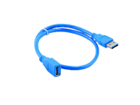 USB 2.0 Extension Cable 1 feet / 30cm USB Male to Female Data Cable Transparent Blue High Speed